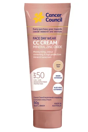 Cancer Council Face Day Wear CC Cream SPF50  Light Tint 50g