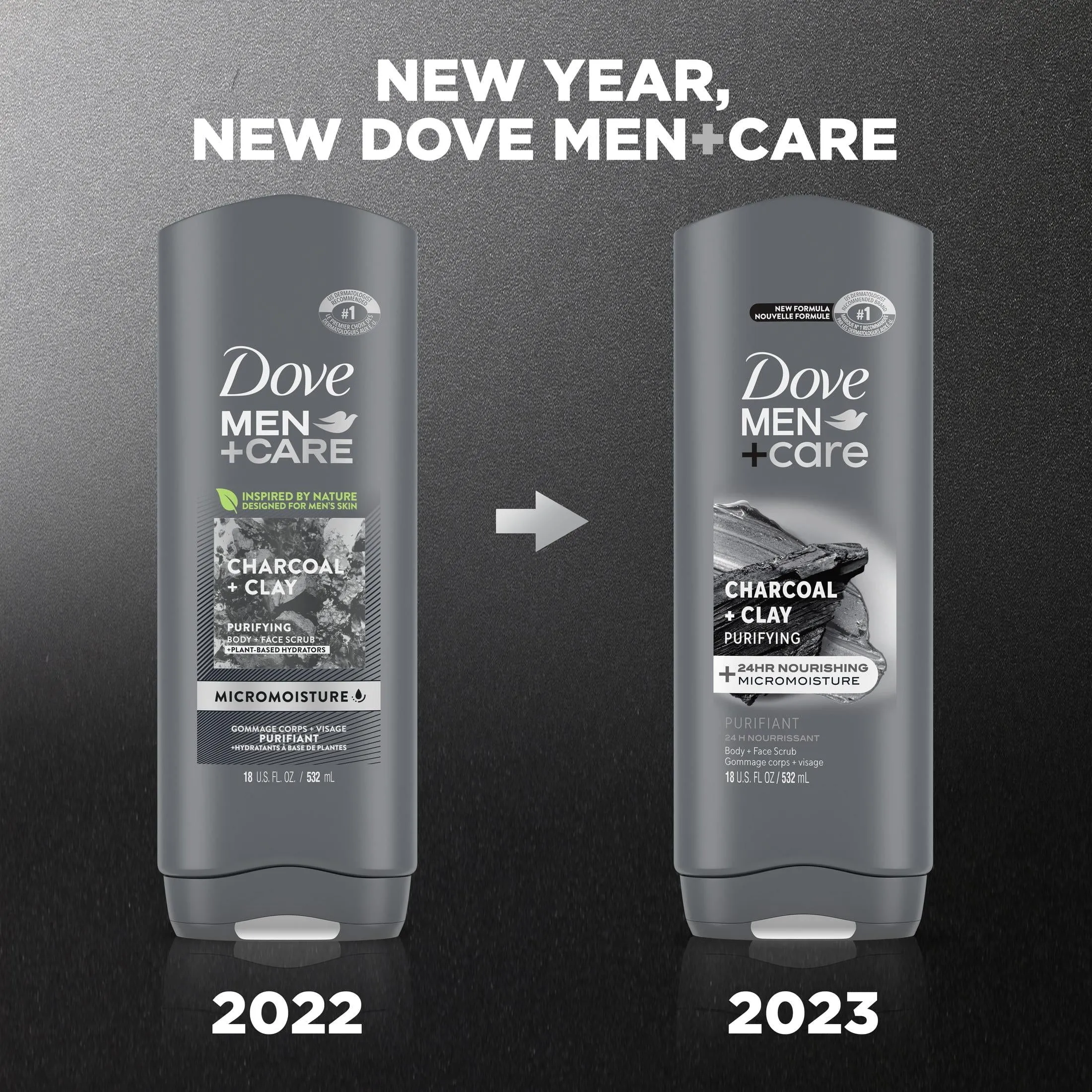 Dove Men Care Purifying Hydrating Face and Body Wash, Charcoal and Clay, 18 fl oz