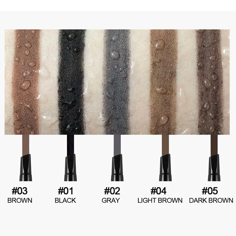 HANDAIYAN 5 Color Double Ended Eyebrow Pencil Waterproof Long Lasting No Blooming Rotatable Triangle Eye Brow Tatoo Pen TSLM2