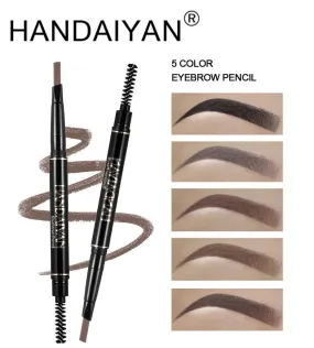 HANDAIYAN 5 Color Double Ended Eyebrow Pencil Waterproof Long Lasting No Blooming Rotatable Triangle Eye Brow Tatoo Pen TSLM2