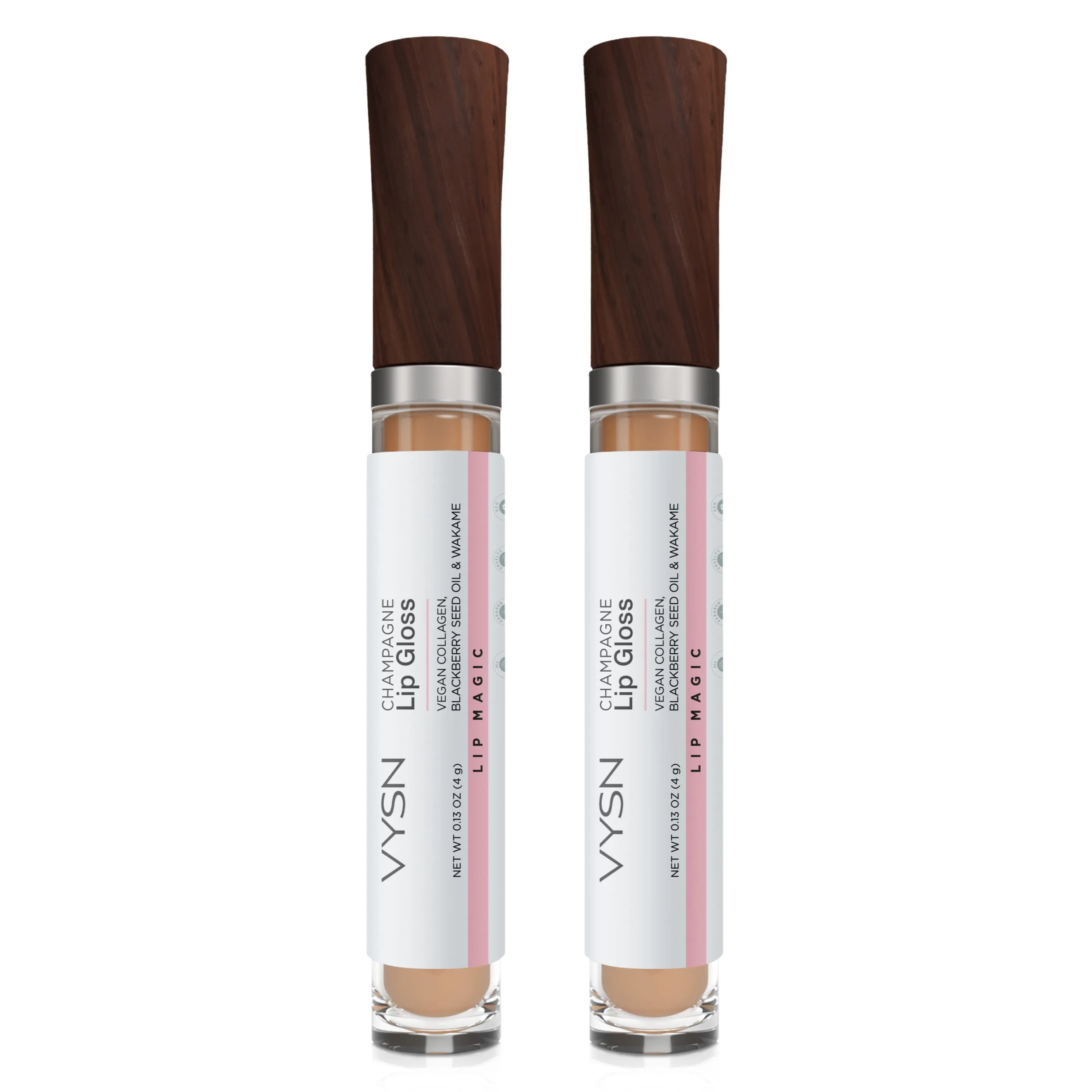 VYSN Lip Gloss - Gradual Plumping - Vegan Collagen, Blackberry Seed Oil & Wakame - 2-Pack